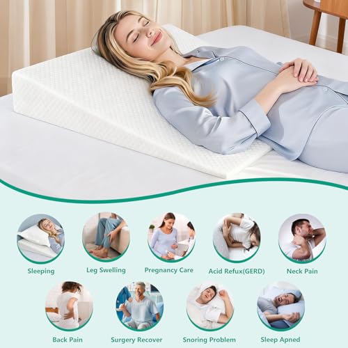5 in Bed Wedge Pillow for Sleeping and Back Support, White Grey - color: White Grey