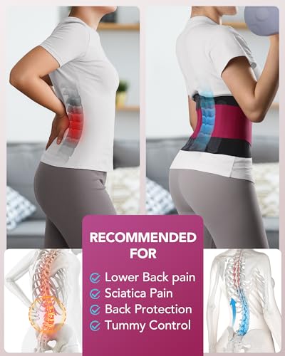 0.5mm Ultra Thin Back Brace for Women Men, All Day Comfort & Support - size: L, style: Rose