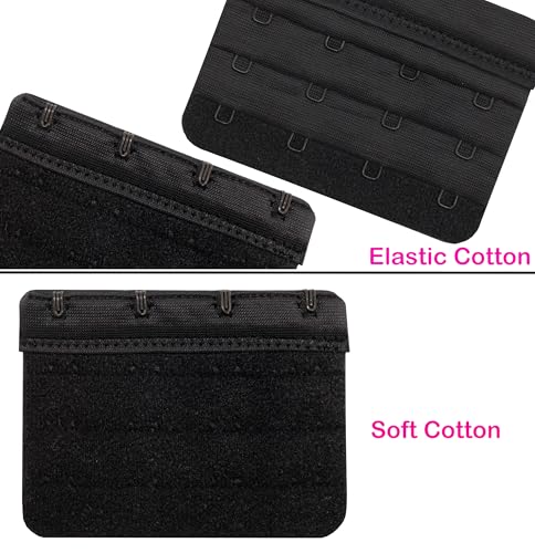 Women Bra Extenders 2 Hook/3 Hook/4 Hook Soft Bra Strap Extension - color: Bra Extender 4 Hook Black/Beige