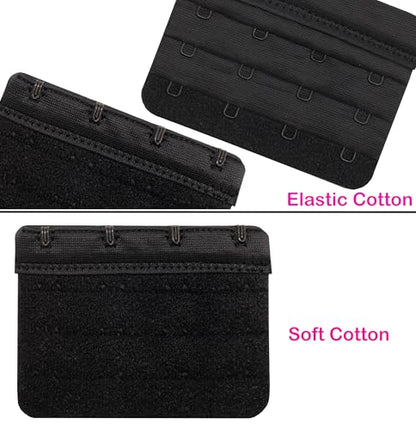 Women Bra Extenders 2 Hook/3 Hook/4 Hook Soft Bra Strap Extension - color: Bra Extender 4 Hook Black/Beige