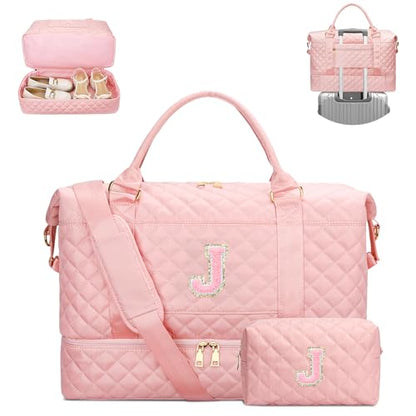 Travel Weekender Bag with Makeup & Shoe Compartment(Pink,J) - color: Pink, style: J