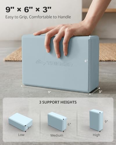 Yoga Blocks 2 Pack with Supportive Non-Slip Foam for Yoga Pilate Stretching - color: Light Blue