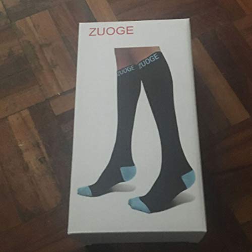 zuoge 3 Pairs Compression Socks Pack - Best Medical, Nursing, Travel & Flight Socks - Running & Fitness - 15-20mmHg - color: Blue, size: Large-X-Large