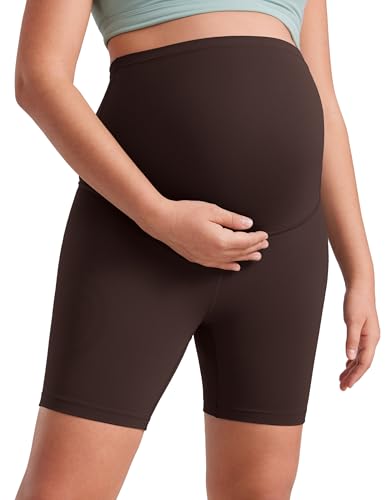 CRZ YOGA Maternity Biker Shorts 6" - color: Hot Fudge Brown, size: Small
