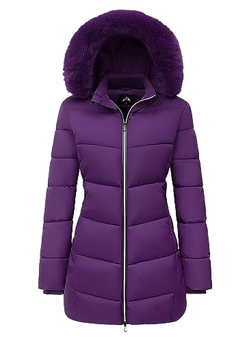 Women's Long Warm Winter Puffer Jacket Lightweight Fashions Down Coats - color: Purple, size: Small