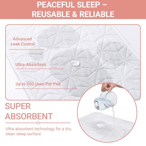 2 Pack Quilted Bed Pads Washable Waterproof 34x36 Inch White - color: White, size: 34"x36"