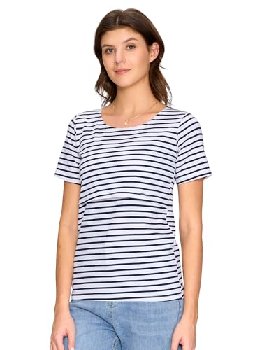 3 Pack Women's Nursing Tops, Breastfeeding Shirts Short Sleeve - color: Black/Light Grey/White Stripe, size: X-Large