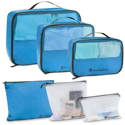 Champion Packing Cubes for Travel - 6 Piece Organizer Set, Carry-On Ready - color: Blue