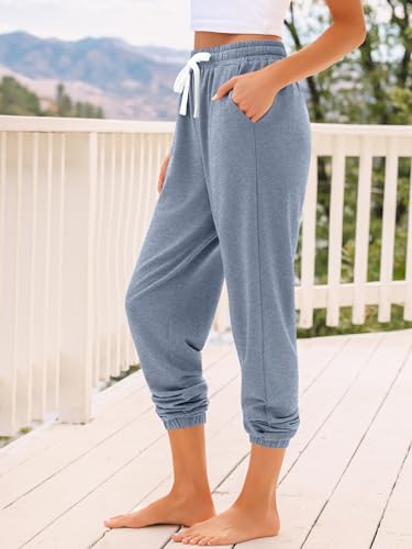 AUTOMET Women's High Waisted Lounge Sweatpants Jogger Pants with Pockets - color: Greyblue, size: Large