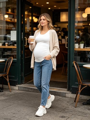 AMPOSH Womens Maternity Tank Tops 3 Pack Cotton Sleeveless Ruched Side Pregnancy Postpartum Shirts Soft Stretch Basic Top - color: 33 Black/Gray/White, size: Small