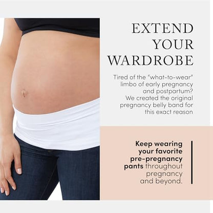 Ingrid & Isabel Basics Bellaband, Maternity Belly Band, Pants & Jeans Extender for Pregnancy & Postpartum - color: White/Black, size: Small-Medium, style: Casual