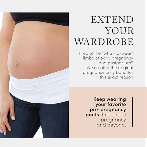 Ingrid & Isabel Basics Bellaband, Maternity Belly Band, Pants & Jeans Extender for Pregnancy & Postpartum - color: White, size: Small-Medium, style: Casual