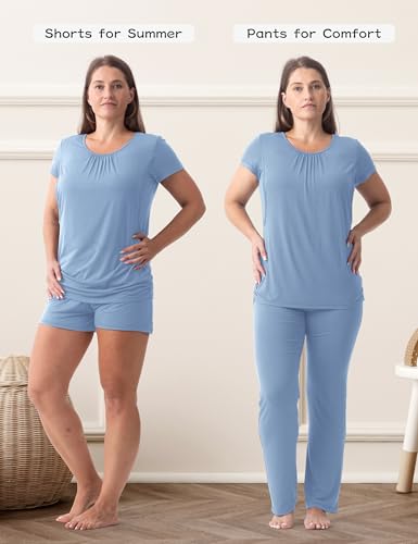 SUNNYBUY Womens Maternity Nursing Pajamas Set 3 Piece Breastfeeding PJS - color: Blue Gray, size: X-Large