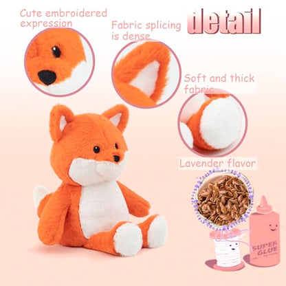 Microwavable Fox Stuffed Animals, Laveder & Flaxseed Coolable & Heatable Stuffed Animals, Plush Toys