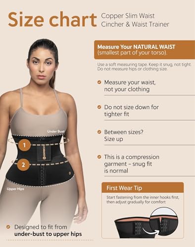 Copper Slim Waist Cincher & Waist Trainer for Body Contouring & Shaping - size: Small