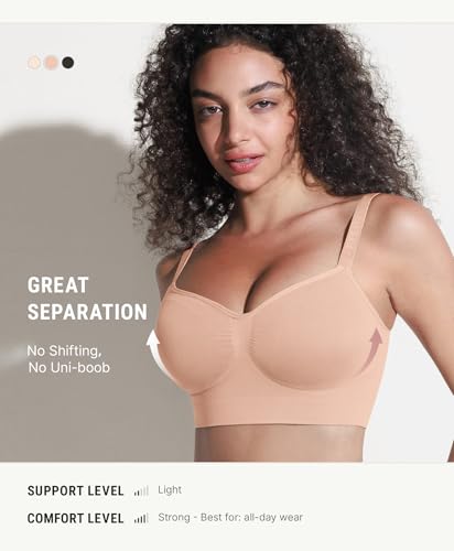 FeelinGirl Bras for Women Comfy Seamless Wireless Bralettes - color: Nude, size: Large
