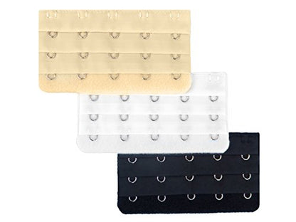 3pcs Women's Bra Band Extender 6-hook Plus Size Spacing Bra Extension Straps - color: Black, White, Beige