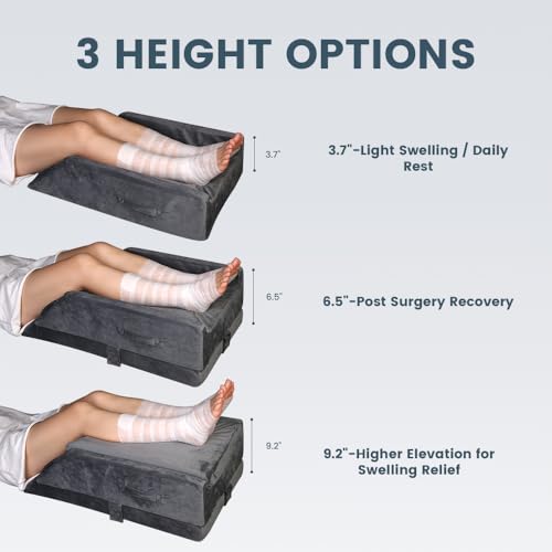 3-Height Adjustable Wide Leg Elevation Pillows for After Surgery - color: Grey
