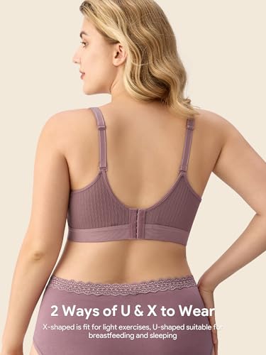 HBselect Nursing Bras for Breastfeeding, Seamless Maternity Bra Wireless - color: A: 5 Pack(black/Grey/Beige/Dusty Blue/Purplebean), size: Medium