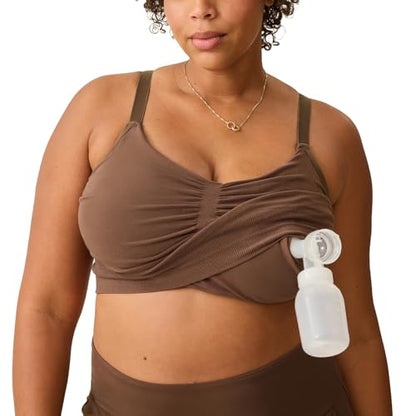 Kindred Bravely Sublime Hands Free Pumping Lounge & Sleep Bra, Nursing Bra - color: Chocolate, size: Small