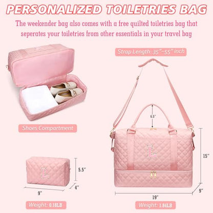 Travel Bags with Makeup Bag Personalized Gift for Her(Pink,L) - color: Pink, style: L