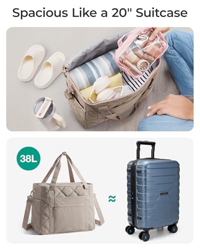 BAGSMART 38L Travel Duffle Bag, Weekender Overnight Hospital Bag