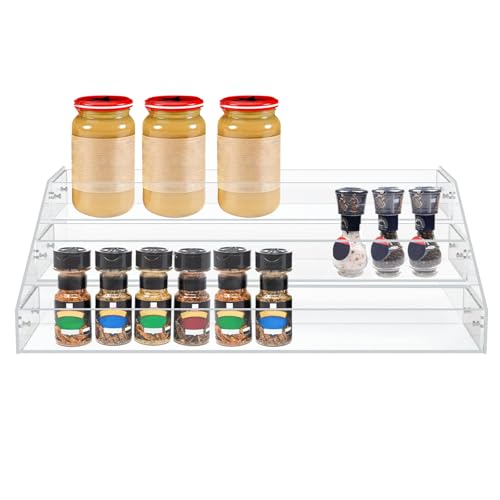PMMASTO Wide Clear Acrylic Spice Rack for Countertops- 3 Tier - size: Widen 3 Tier - inner width 3''