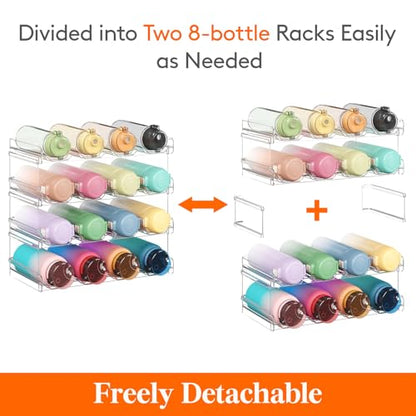 Lifewit Stackable Water Bottle Organizer for Cabinet, Clear Tumbler Holder - size: 4 Tier-16 Bottle