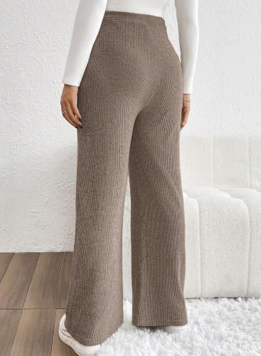 BLENCOT Maternity Pants Casual Stretchy Wide Leg Pregnancy Trousers - color: Dune, size: X-Large