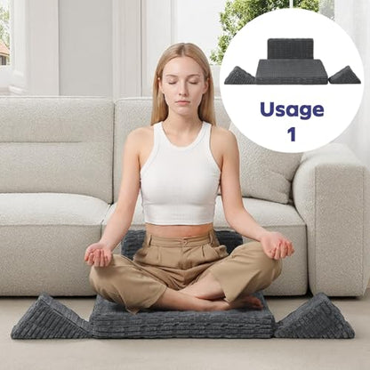 Meditation Cushion, Meditation Mat with Knee Support, Grey - color: Classic Grey, size: 24X24X2 Inch