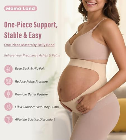 Mama Land Pregnancy Belly Band, One-Piece Maternity Support Belt - color: Beige, size: X-Large