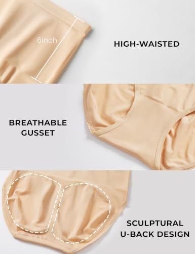 Tummy Control Shapewear, High Waisted Seamless Body Shaper Panties - color: Nude, size: X-Large
