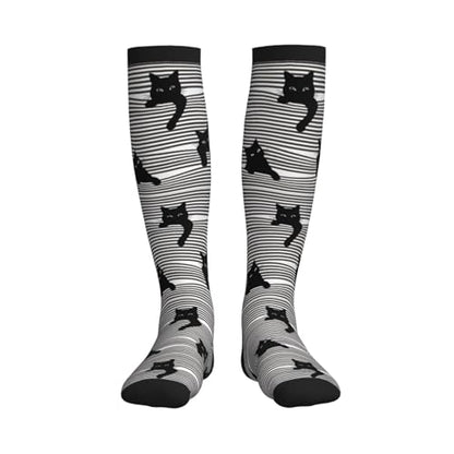 Compression Socks Women and Men 15-20mmHg-Circulation Support Socks for Athletic Running Cycling - color: Cat