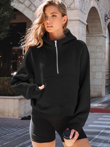AUTOMET Womens Hoodies Half Zip Up Casual Comfort Fall Clothes 2026 - color: Black, size: X-Large
