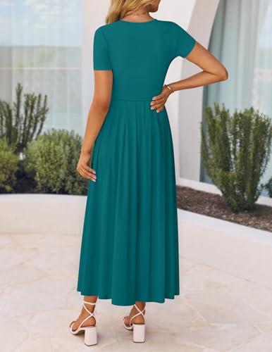ZESICA Women's Casual Summer 2026 Short Sleeve Maxi Dress - color: Aqua, size: Medium