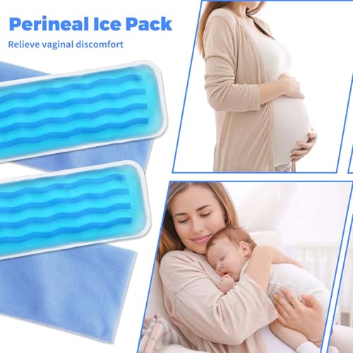 Postpartum Cold Pack, Perineal Cooling Pad Pregnancy & Hemorrhoid Pain Relief, Postpartum Ice Pack Pads with 2 Washable Sleeves (Blue (4 ice Pack+2 Fabric Cover)) - color: Blue (4 Ice Pack+2 Fabric Cover)