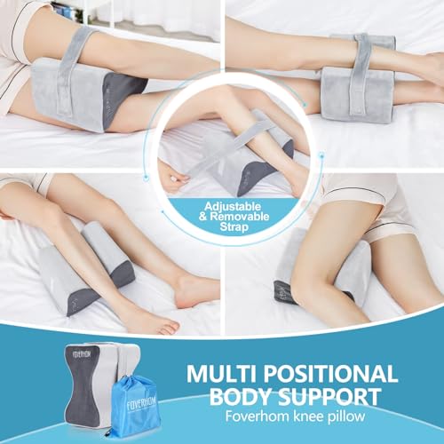 foverhom Memory Foam Knee Pillow Orthopedic Leg Support Grey - color: Grey-thigh Circumference Under 26″ (66cm)