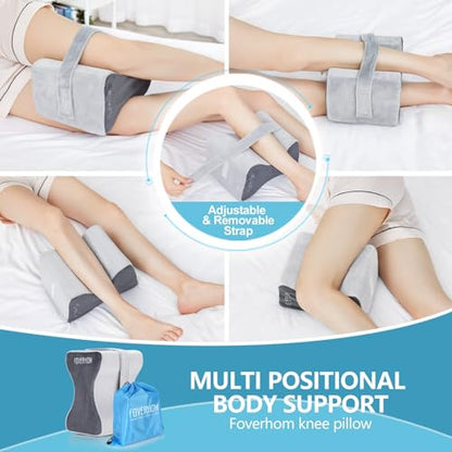 foverhom Memory Foam Knee Pillow Orthopedic Leg Support Grey - color: Grey-thigh Circumference Under 26″ (66cm)