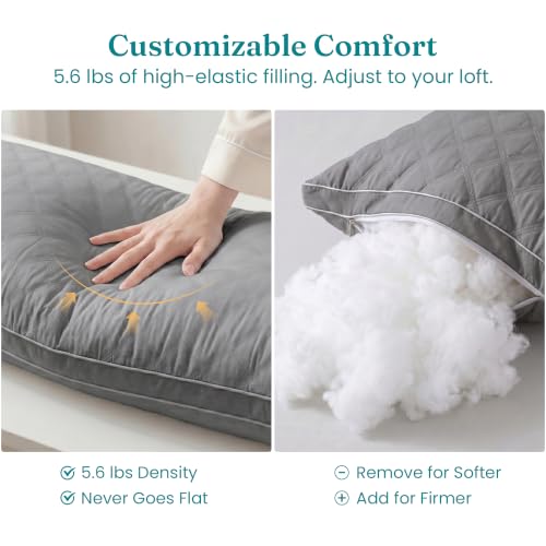 Oubonun Full Body Pillow for Side Sleeper, Adjustable Firm Long Bed Pillow - color: Gray-gray Side