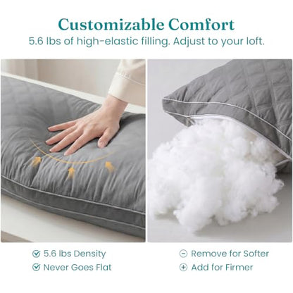 Oubonun Full Body Pillow for Side Sleeper, Adjustable Firm Long Bed Pillow - color: Gray-gray Side