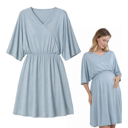 Maternity Dress - Botanical Collection - color: Blue, size: XX-Large