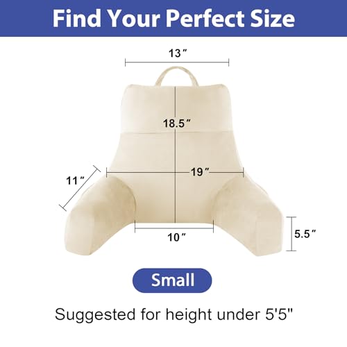 IPYNBAP Back Pillow for Bed Sitting up, Reading Pillow, 18 Inch, Beige - color: Beige, size: Small(18inch)