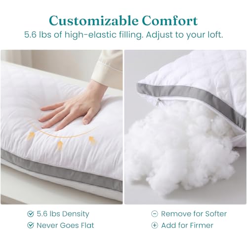 Oubonun Full Body Pillow for Side Sleeper, Adjustable Firm Long Bed Pillow - color: White-gray Side