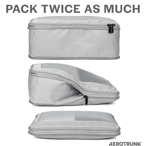 Aerotrunk Compression Packing Cubes for Travel, 6-Pack, Light Grey - color: Light Grey, size: 6-Pack