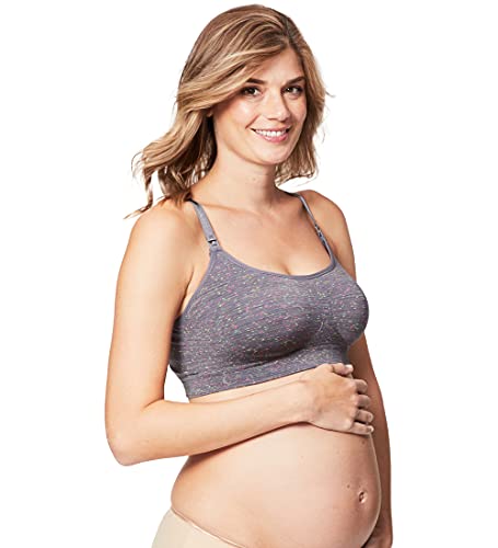 Cake Maternity Cotton Candy Wirefree Nursing Bra for Breastfeeding, Seamless Maternity Sleep Bra - color: Charcoal Fleck, size: Medium