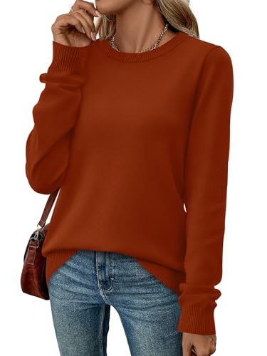 WIHOLL Sweaters for Women Lightweight Fall Tops Pullover Long Sleeve Shirts - color: Caramel, size: X-Large