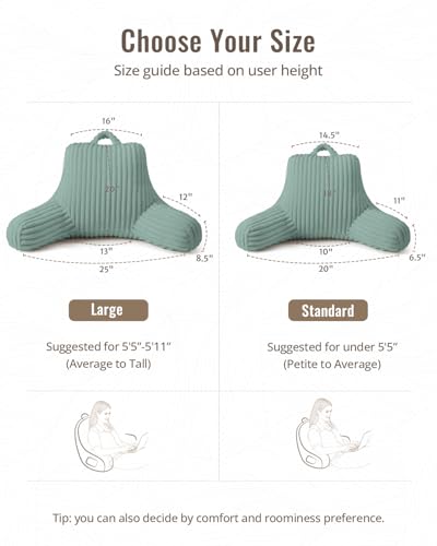 Blissful Diary Reading Pillow for Bed, Backrest Pillow, Mint Green - color: Fuzzy Mint Green, size: Standard(18inch)