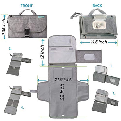 Kopi Baby Portable Diaper Changing Pad with Wipes Pocket, Classic Grey - color: Grey, size: Classic