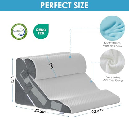 MEGCXIT Wedge Pillow Set for After Surgery, Bed Wedge, 3PCS, White/Grey - color: White/Grey, size: 3pcs