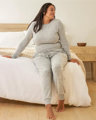 Kindred Bravely CozyKnit 2 Piece Maternity & Postpartum Nursing Pajama Set - color: Grey Heather, size: 1X